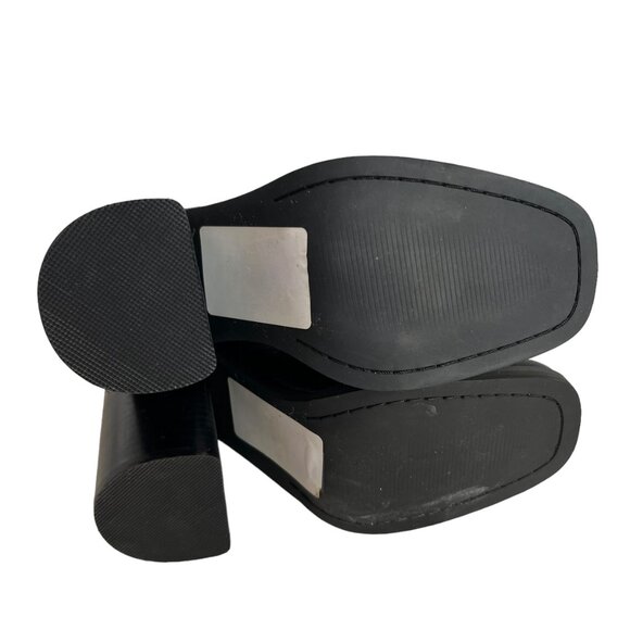 Ecote harness boots 8 ankle booties mules black leather block heel slingback - Picture 8 of 11